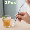 2 Piece 304 Stainless Steel Straw Spoon Reusable Drinking Stirring Straw  Cafe