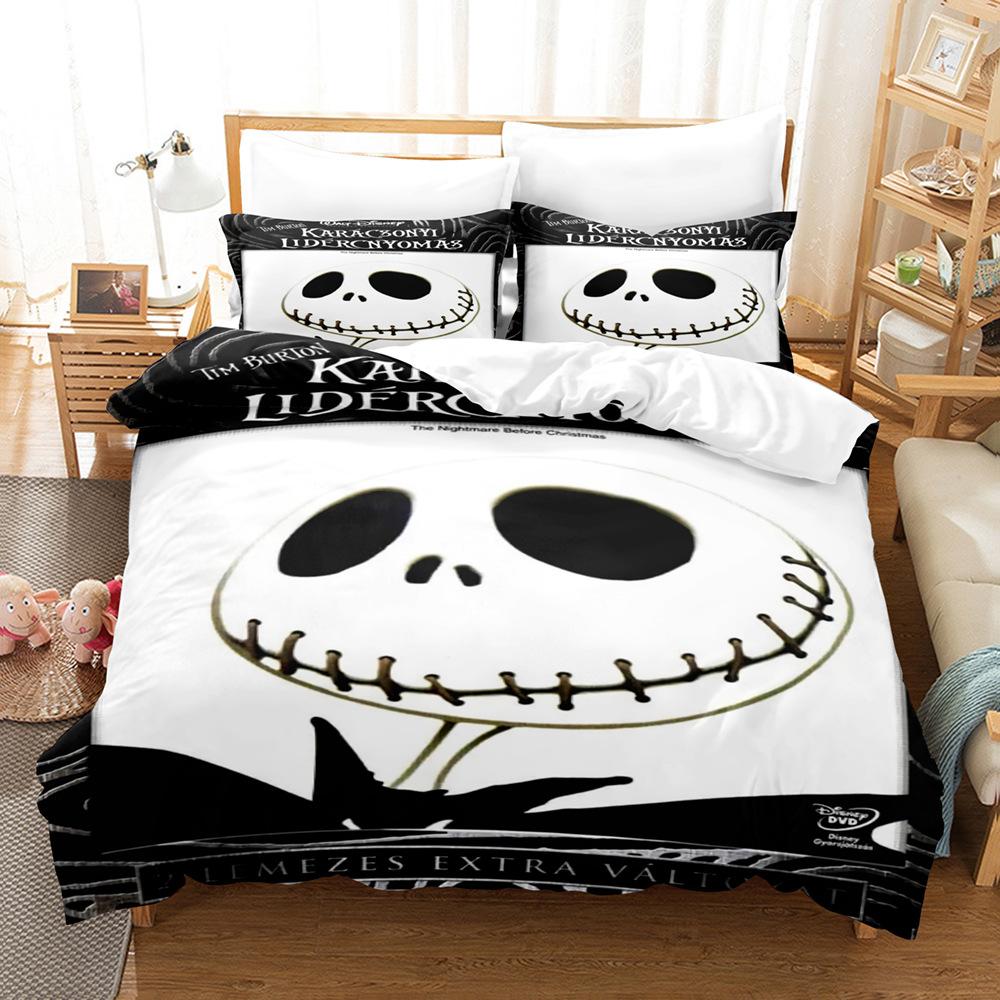 3D halloweenská sada povlečení, slavnostní atmosféra, dekorace do ložnice, povlečení a povlaky na polštáře, domácí dekorace se 2 nebo 3 hororovými vzory