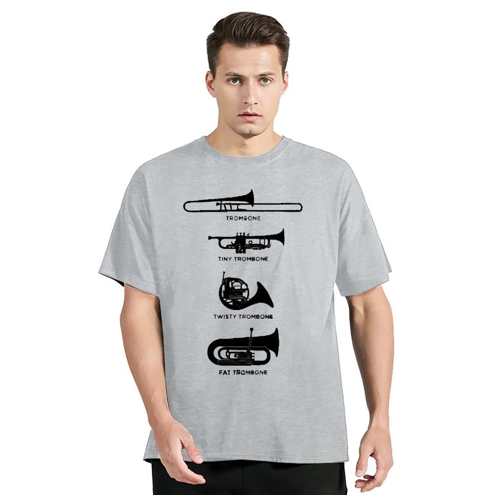 Tricou Muzică Simfonică Tipuri Diferite de Trombon Tricou Imprimat Supradimensionat Fitness Unisex Topuri Tricouri Bumbac Streetwear Grafic