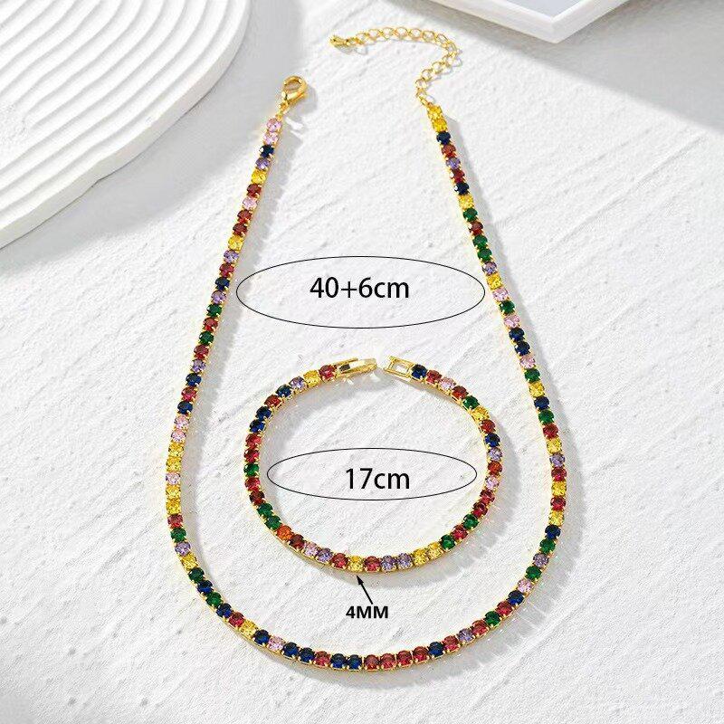 Damen Bunte Zirkon Schlüsselbeinkette - Super glänzend, vielseitiger Modeschmuck