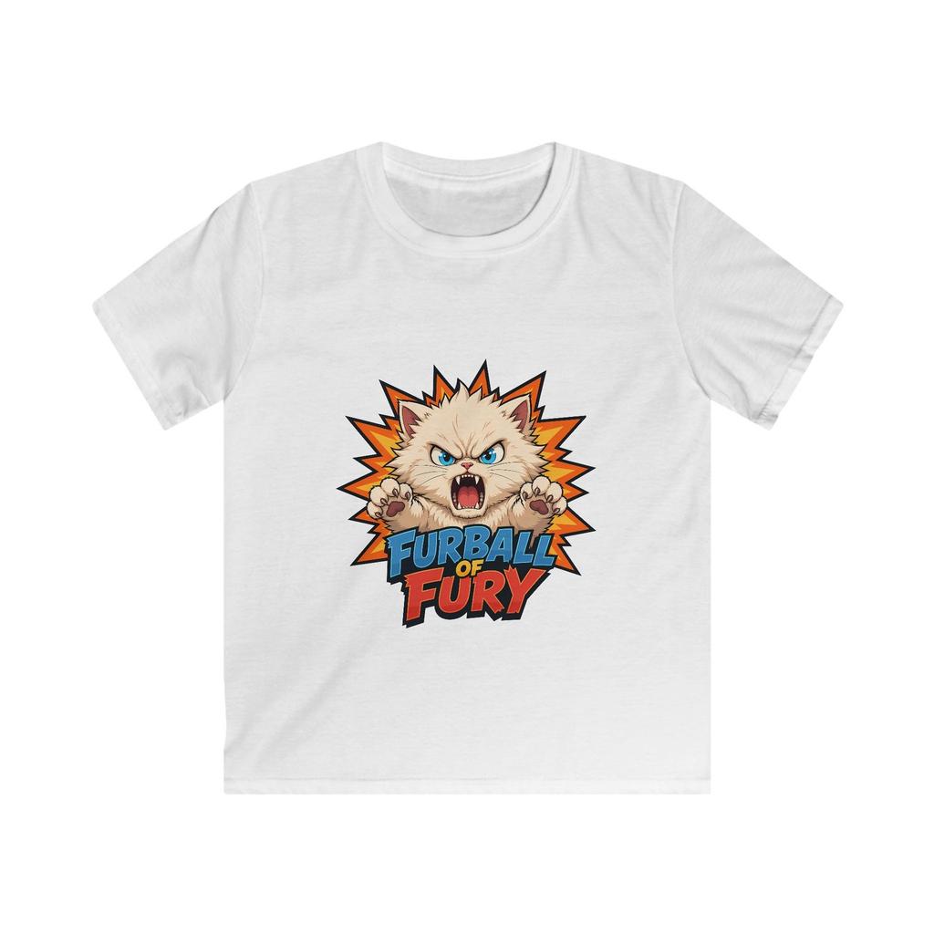 Kitten Cat Humor Retro Anime Rage British Shorthair Kids Softstyle Tee