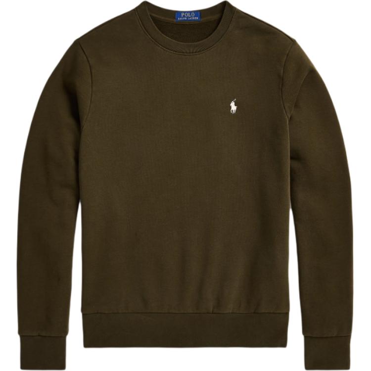 Polo Ralph Lauren FW24 Solid Logo Embroidered Crew Neck Long Sleeve Sweatshirt Men Sweatshirt Deep-Loden-Green MNPOKNI16823961-300