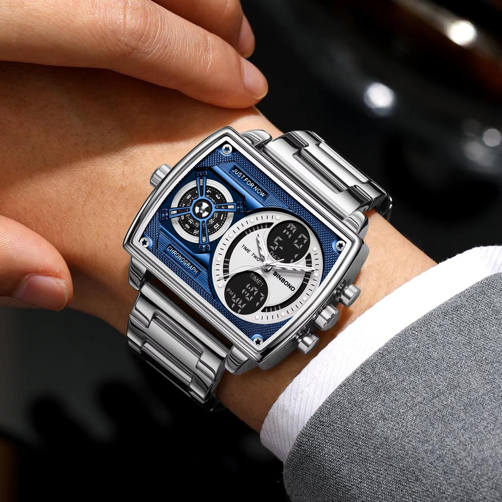 BINBOND Multi-Functional Precise Quartz Watches for Men Luxury Luminous Waterproof Men's Wristwatches