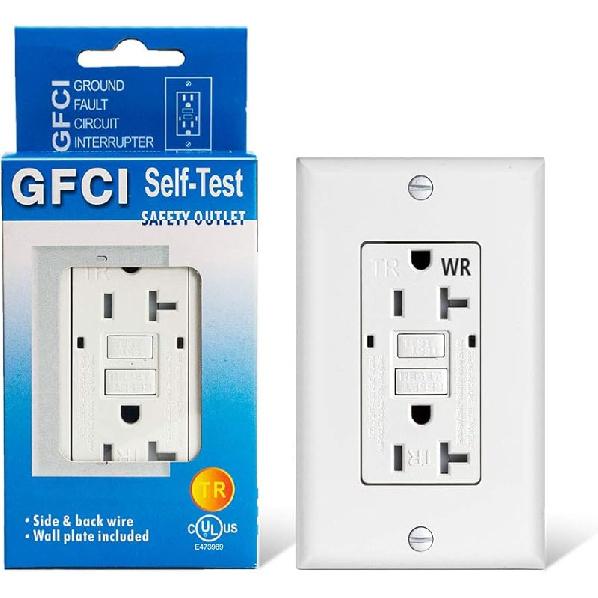 GFCI Outlet Receptacle-20 amp WR Tamper Resistant Electrical White Self Testing Duplex Ground Fault Circuit Interrupter Outlet UL Certified for
