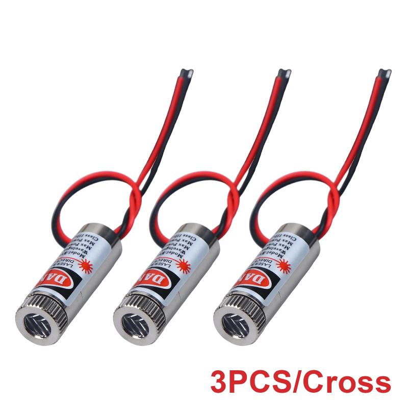 1/2/3 PCS 650nm 5mW 5V Laser Diode Module - Red Point/Line/Cross Copper Head Laser Pointer for Alignment