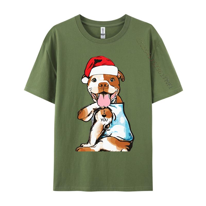 Cute Christmas Pitbull Dog Tshirts Vintage Top Tshirts Tops  Tees New Arrival Cotton Printed On Party Mens