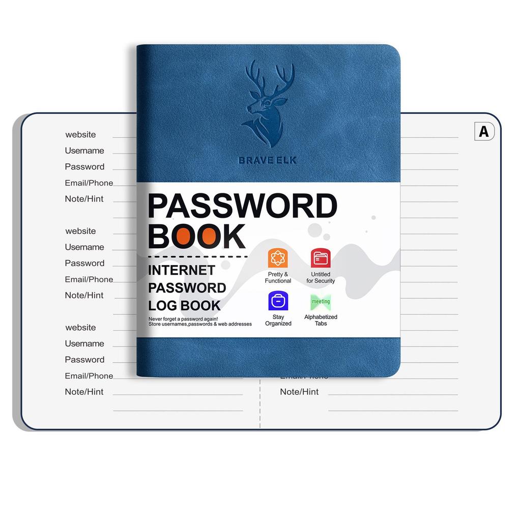 B6 Password Coil Notebook: Imitation Leather with Index Pages and English Address Book