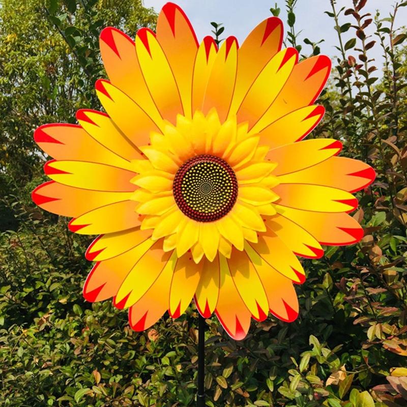 Colorful Sunflower Wind Spinner Stake Sunflower Windmill Pinwheel For Lawn Camping Picnic Decor Home Garden Yard Decoration