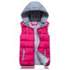 WoMale Jacket Down Cotton Cardigan Vest Large Size Hooded Fashion Solid Color Cotton Tops