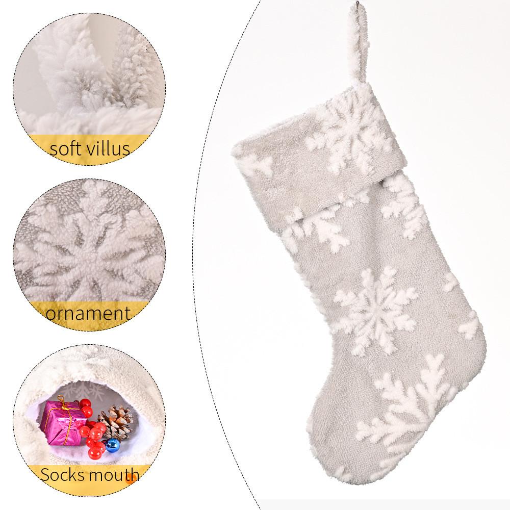 Snowflake Crafted Beautifully Christmas Stockings Made From Soft Plush Material Red Gray