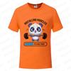 Funny Panda Gym Print T-Shirt Summer Tees for Men Women O-neck Casual Short Sleeve Weightlifting Installing Muscles Fashion Tops