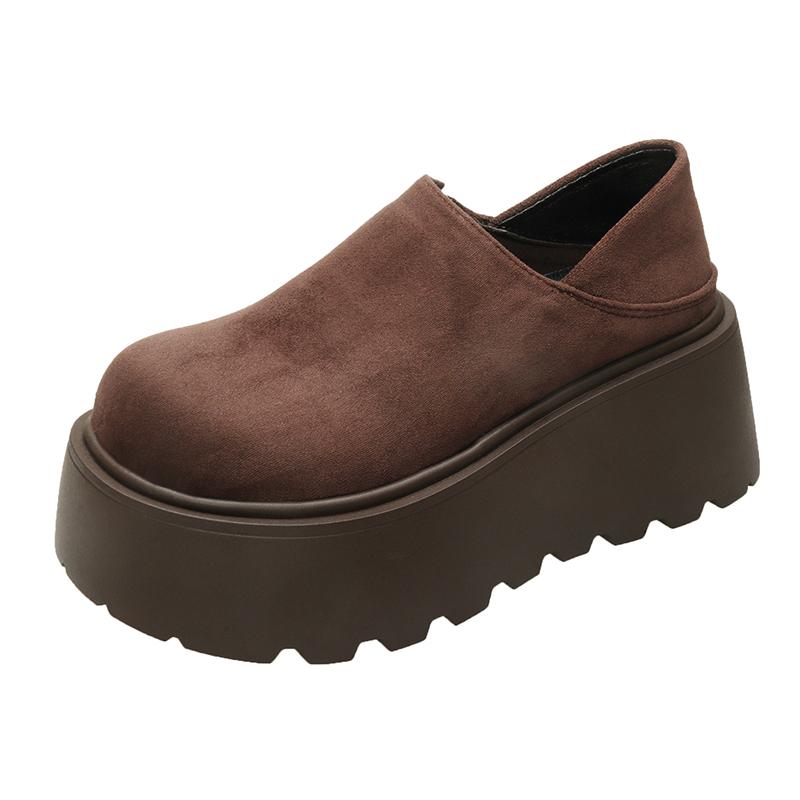 Mote 2025 Nye Designer Dame Slip On Loafers Vintage Plattform Arbeid Semsket Damesko Lær Gå Casual Høydeøkende Slides