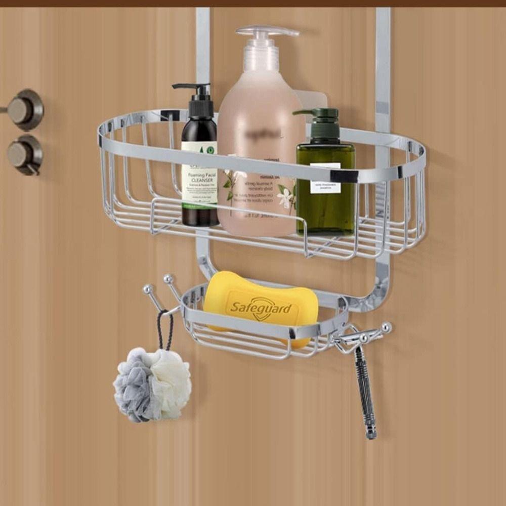 Rustproof Over Shower Head Organizer Hooks Storage Rack Durable Hanging Shower Basket Dorm