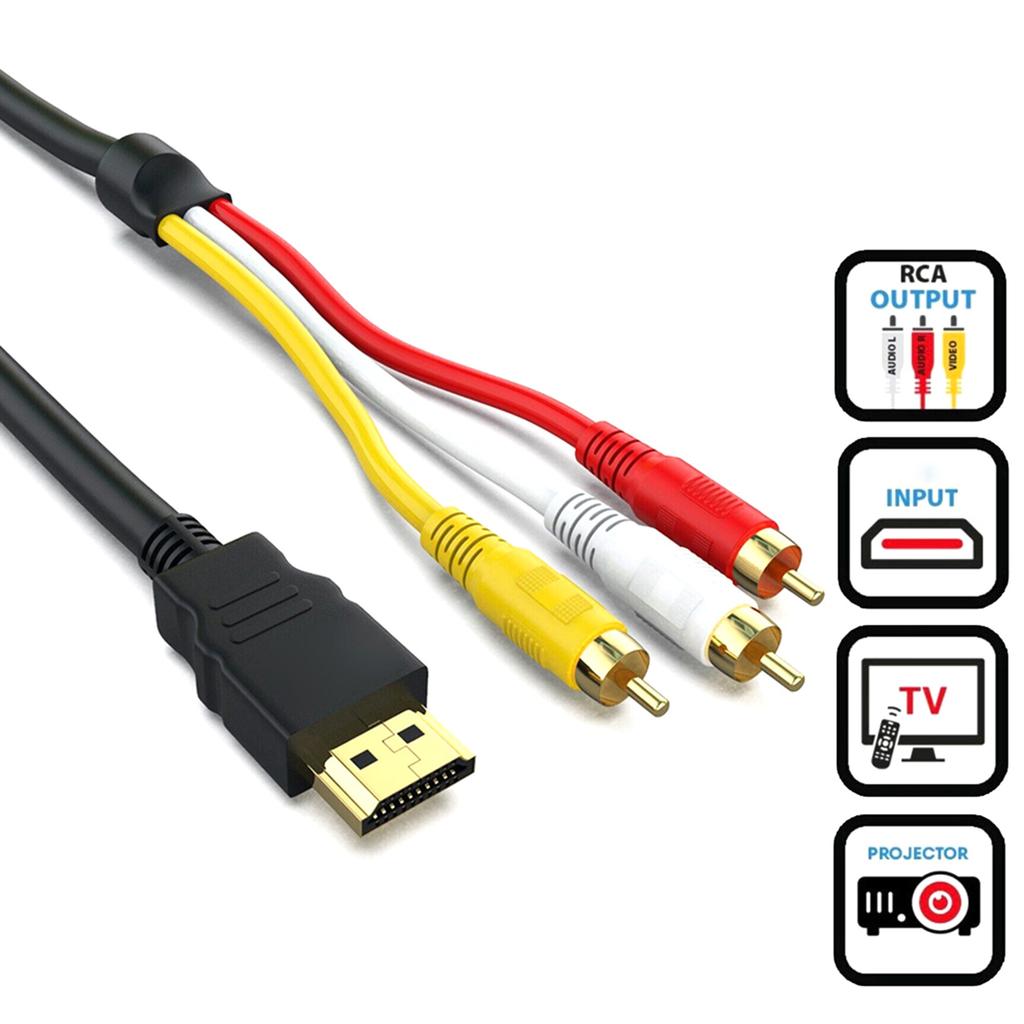 AV to 3RCA Cord for Gaming Consoles Gold Plate Connectors Enhances Durability Compatibility for PC/Laptop Accessory