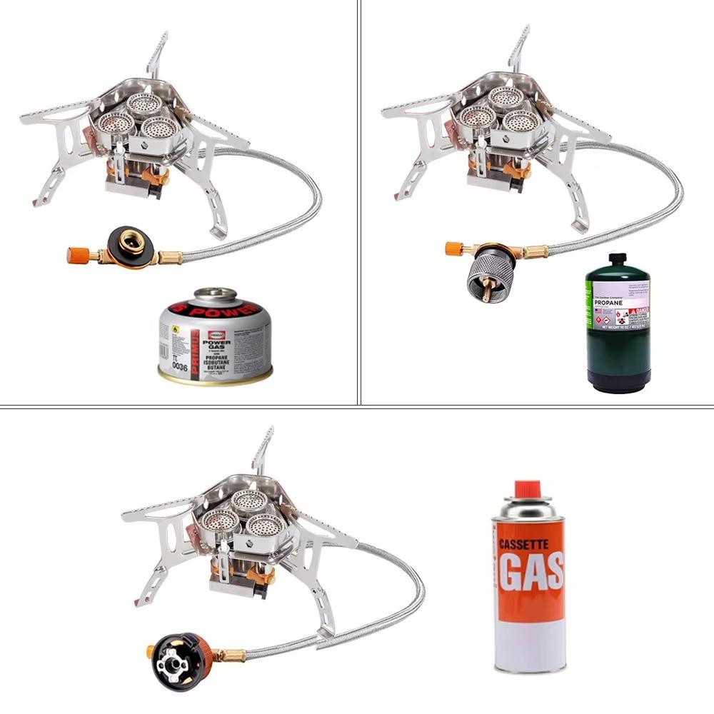 5800w Portable Gas Stove With Piezoelectric Ignition & Fuel Tank Adapter Outdoor Camping Backpacking Burner Cooker