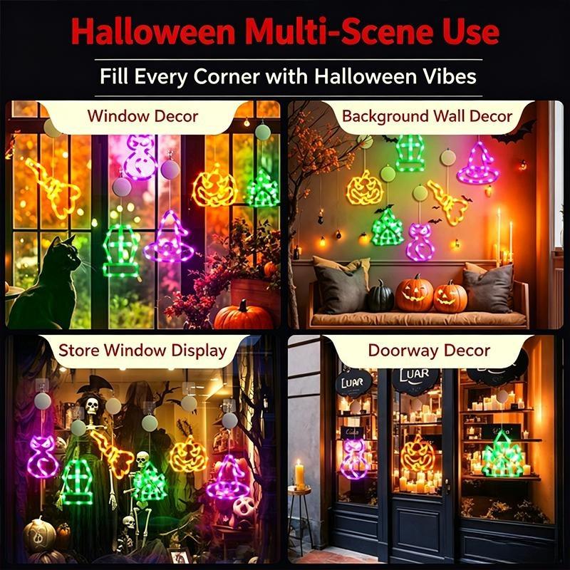 LED Pumpkin Suction Cup Lights, Hanging LED Lamp, Battery Ornament, Holiday Decor for Home Window, Wall Decor for Halloween Party