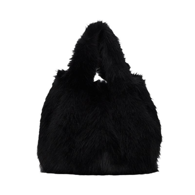 

2025 Высококлассная осенне-зимняя женская универсальная плюшевая сумка-клатч чёрный