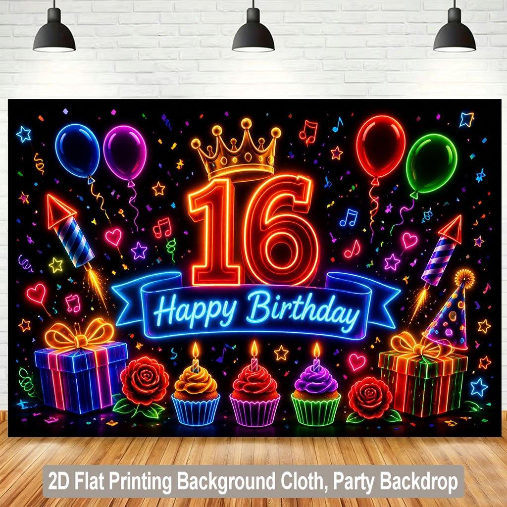 2D Flat Backdrop1pc Birthday Party Elements Backdrop Banner Polyester Wall Decor For Living Room Bedroom Office Outdoor Decor Party Holiday