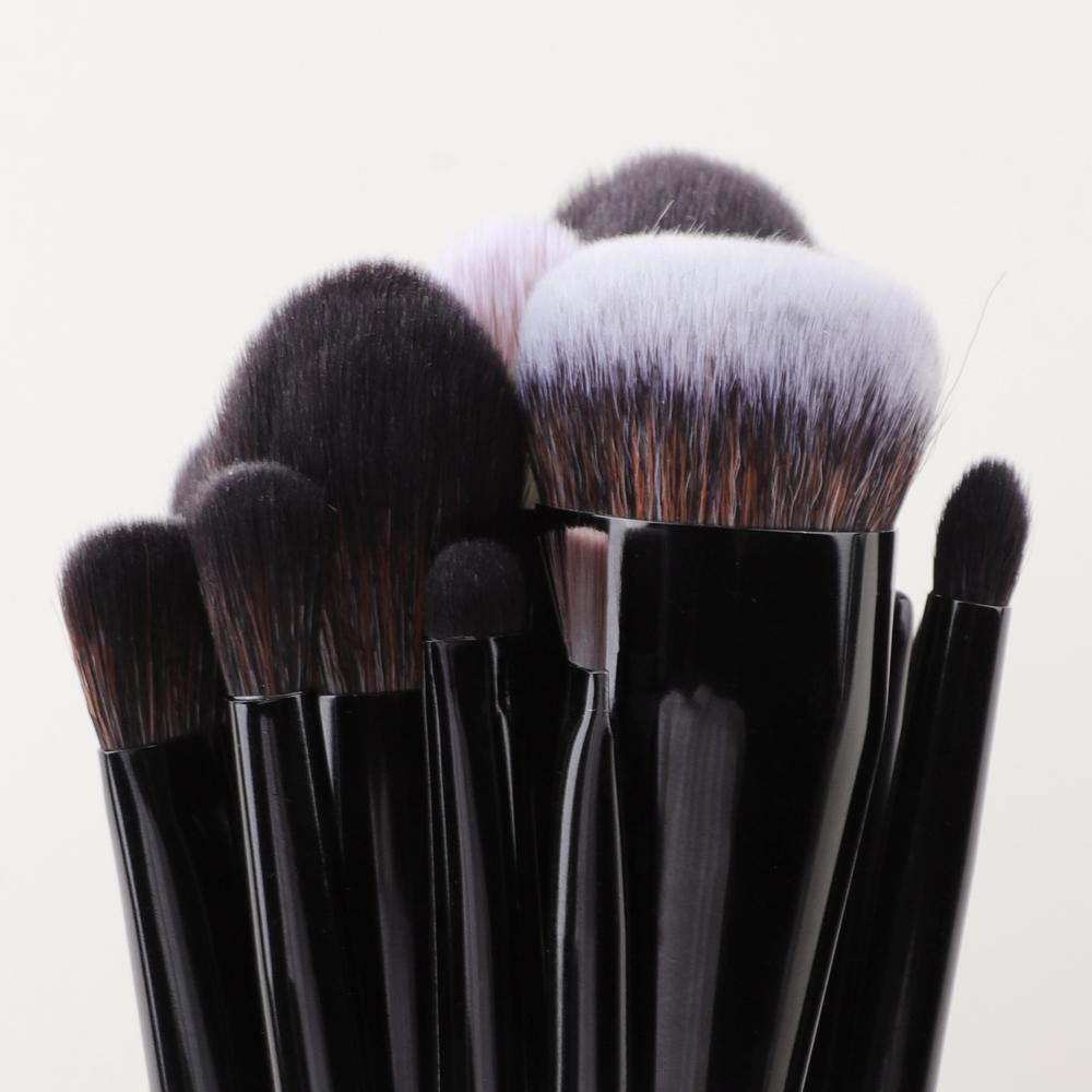 HMU Custom Logo 15pcs Professional All Black Make up Cosmetic Makeup Brushes, Makeup Brush Set With Logo