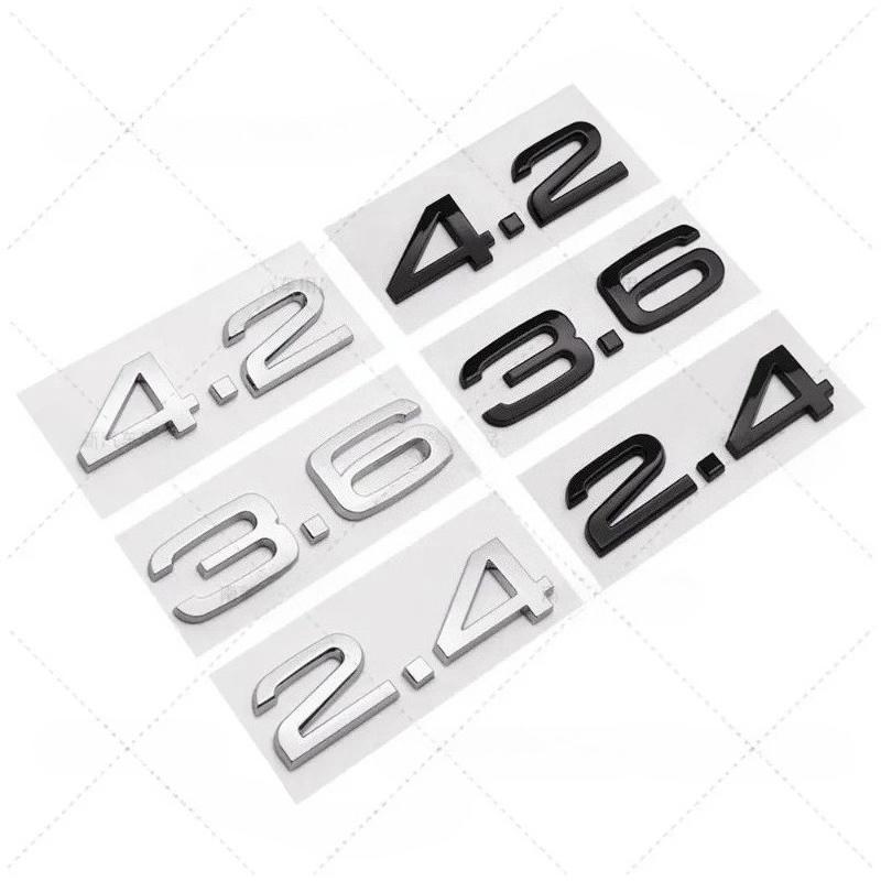 3D ABS 2.4 3.6 4.2 Letter Car Rear Trunk Tailgate Fender Door Badge Emblem Adhesive Sticker For A4 A5 A6 A7 A8 Q3 Q5 Q7