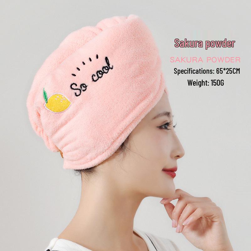 Thickened Double-Layer Coral Fleece Quick-Dry Hair Cap for Women, Water-Absorbent and Customizable with Logo