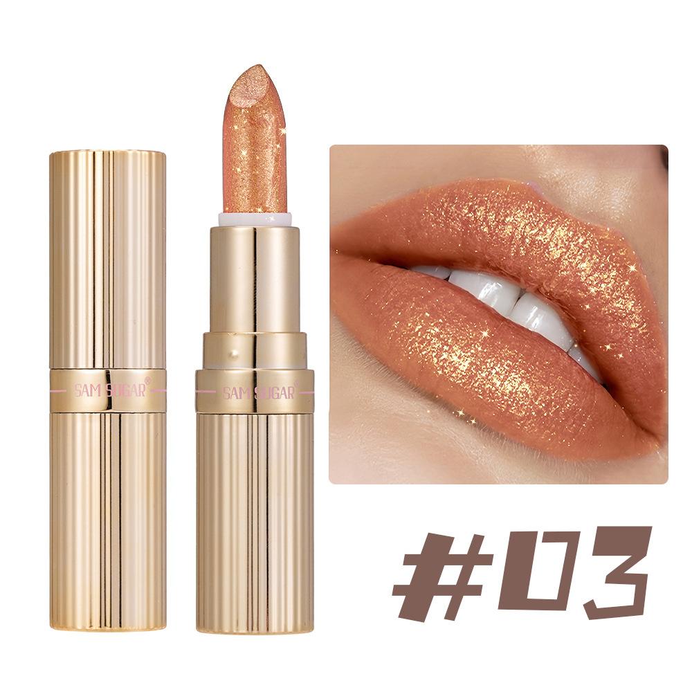 Shiny Metal Glitter Lipstick SAM SUGAR Pearlescent Lustre Velvet Lip Balm Non Grainy Hydrating Long Lasting Shimmery Lips Cosmetics for Women