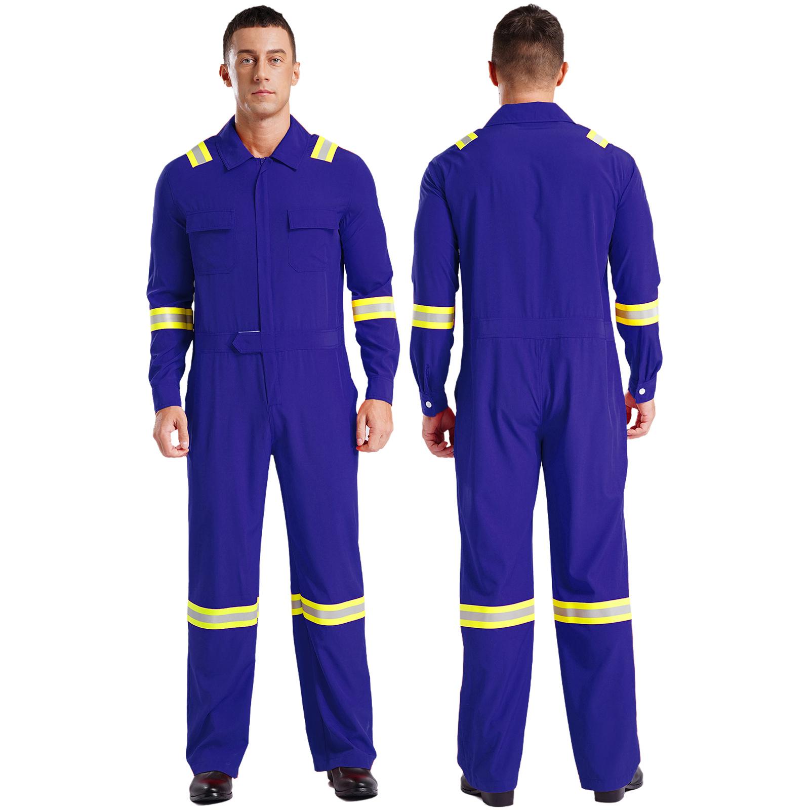 

Мужской рабочий комбинезон высокой видимости со светоотражающими полосами, с длинным рукавом, комбинезоны с карманами S синий