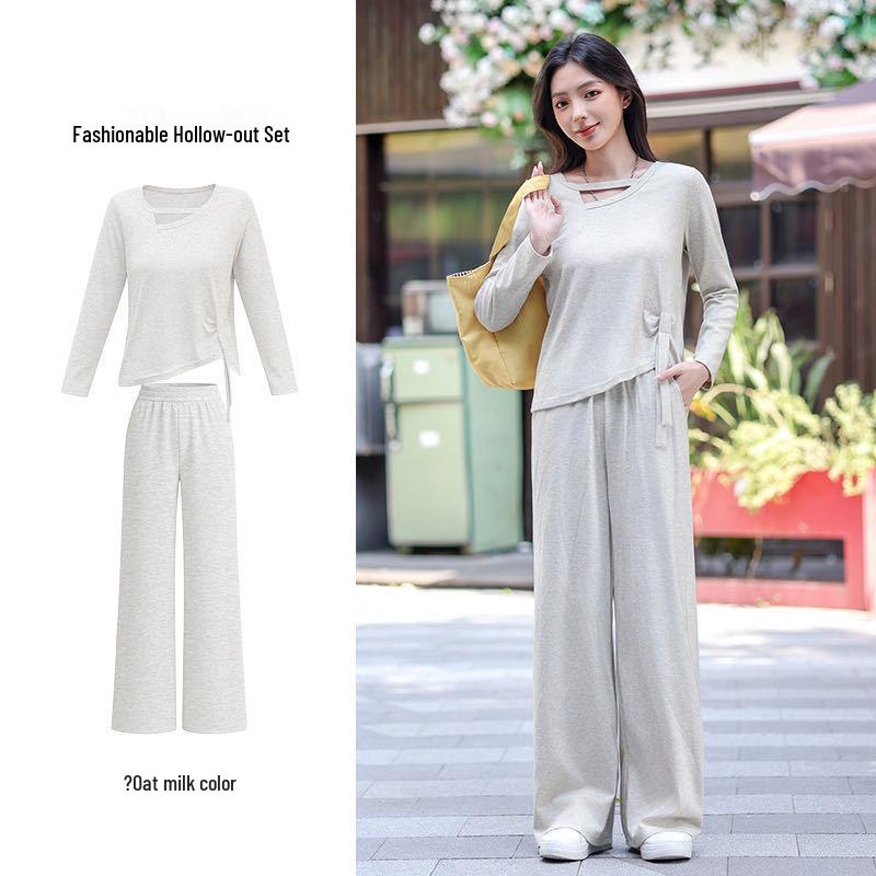 2026 Elegant Women's Suit Set: Long Sleeve & Pants, Loose, Fashionable, Comfortable, Casual, Simple, Breathable