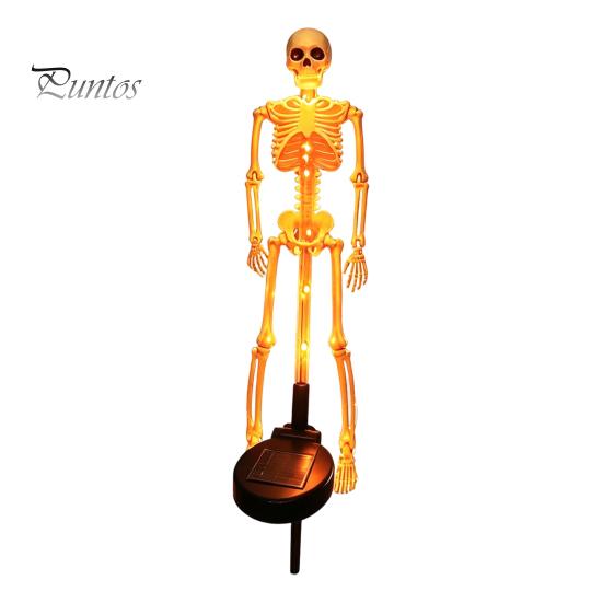 Automatic Dusk to Dawn Lamps Solar Skeleton Garden Stake Light, Halloween 3D Glowing Skull Yard Haunted House Landscape Lighting Decor with