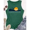 2026 New Sunset Seabird Landscape Print Round Neck Women Sleeveless Vest Soft Versatile Casual Summer Tank Top