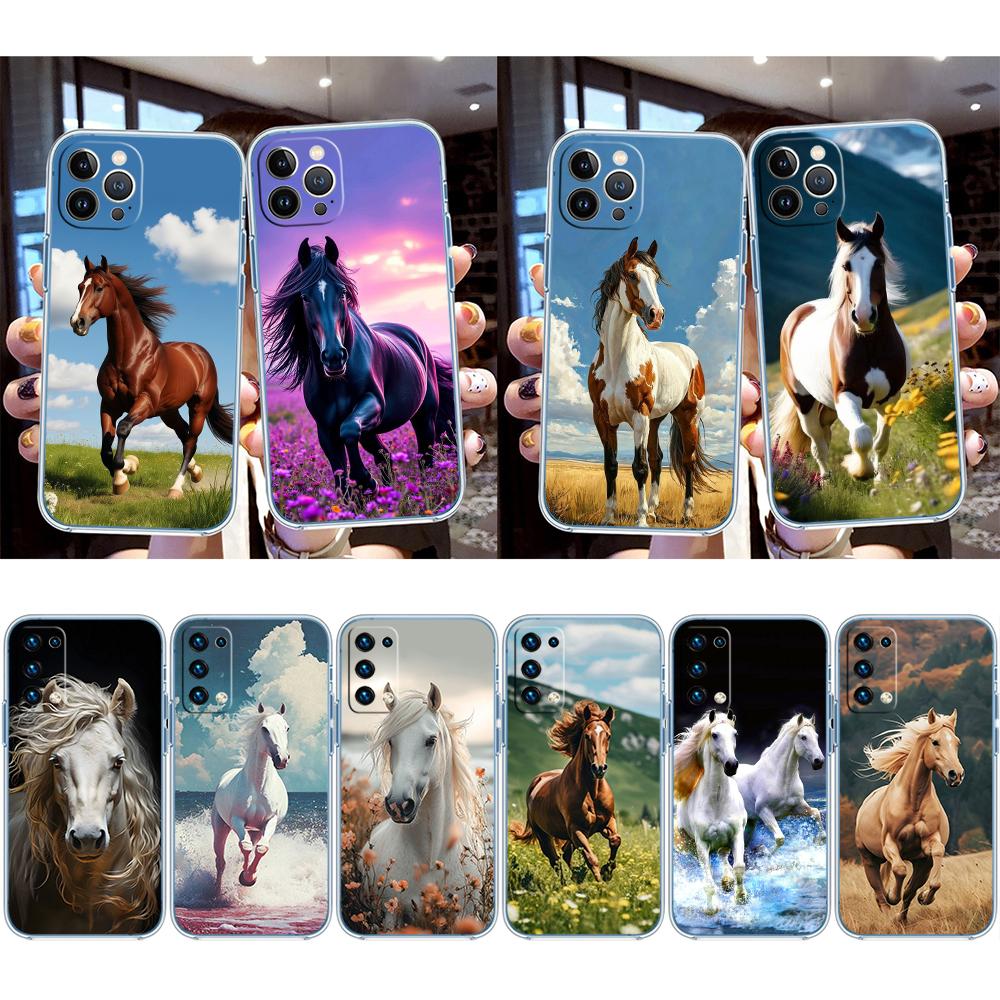 RE28 Fine Horse Transparent Phone Case for Motorola Moto Edge 20 30 40 50 S30 Fusion Ultra Pro Neo Lite + G200 G23