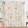 2pcs,2D Plane Printing Curtain Popular Smiling Bears and Hearts Versatile 100% Polyester (without Rod) Decorations Inside