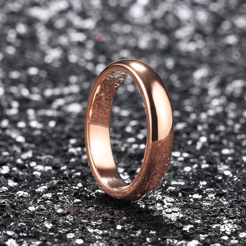[King Will] Men's Ring Wedding Ring Rose Gold Width 4mm Luxury Comfort Fit Dome Shape Tungsten Ring Size 14