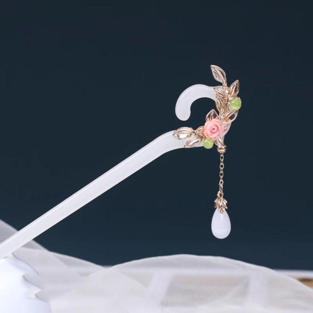 Pearl Chinese Style Hair Stick Acetic Acid Flower Hairpin Cute Hanfu Hair Clip  Daily