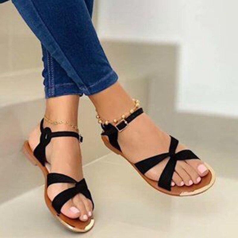 2021 Sandalias planas para mujer de verano oro zapatos de playa abierto  Gladiator cross strappy ladies sandalias zapatos mujer comprar a buen  precio — entrega gratuita, reseñas reales con fotos — Joom
