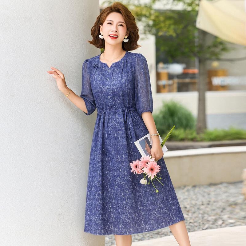 Women s Elegant Floral A-Line Midi Dress 3XL