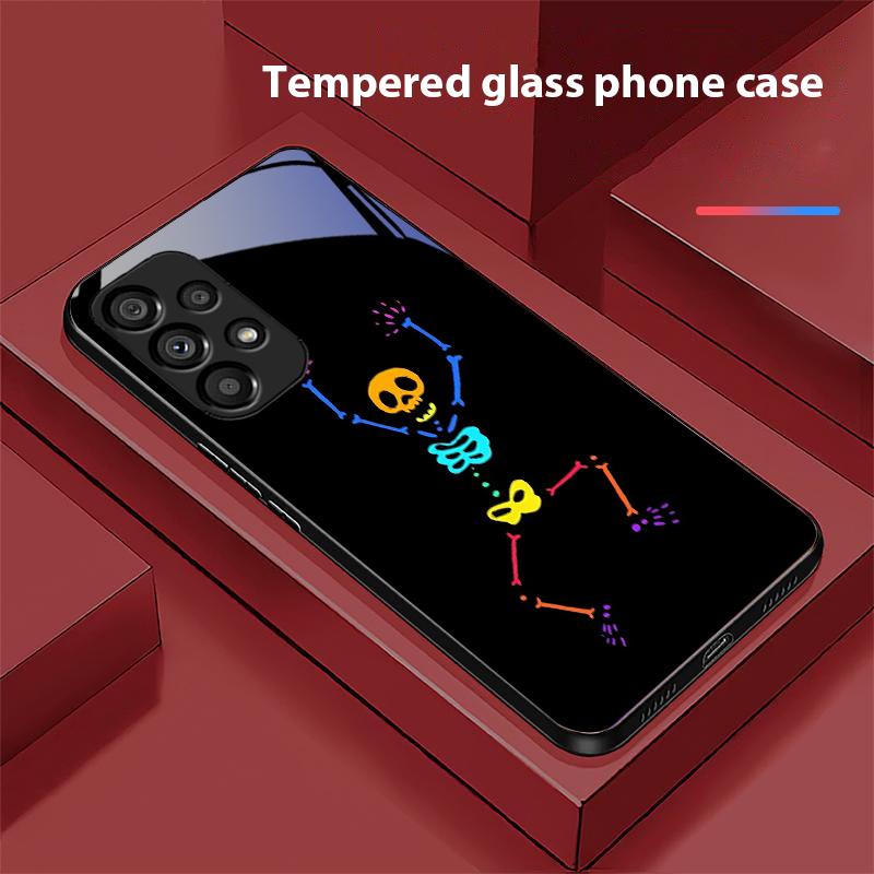 Dancing Skeleton For Samsung Galaxy S10 S20 Plus S21 FE S22 S23 S24 FE S25 Ultra Black Tempered Glass Phone Case Hard Shell