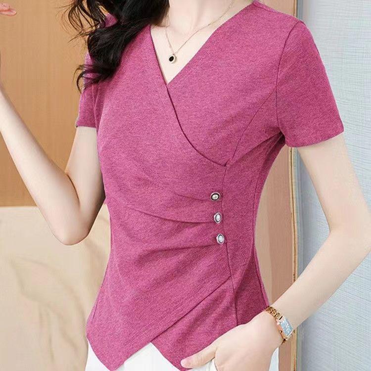 Chic Irregular Slimming Short-Sleeved Summer Top for Women