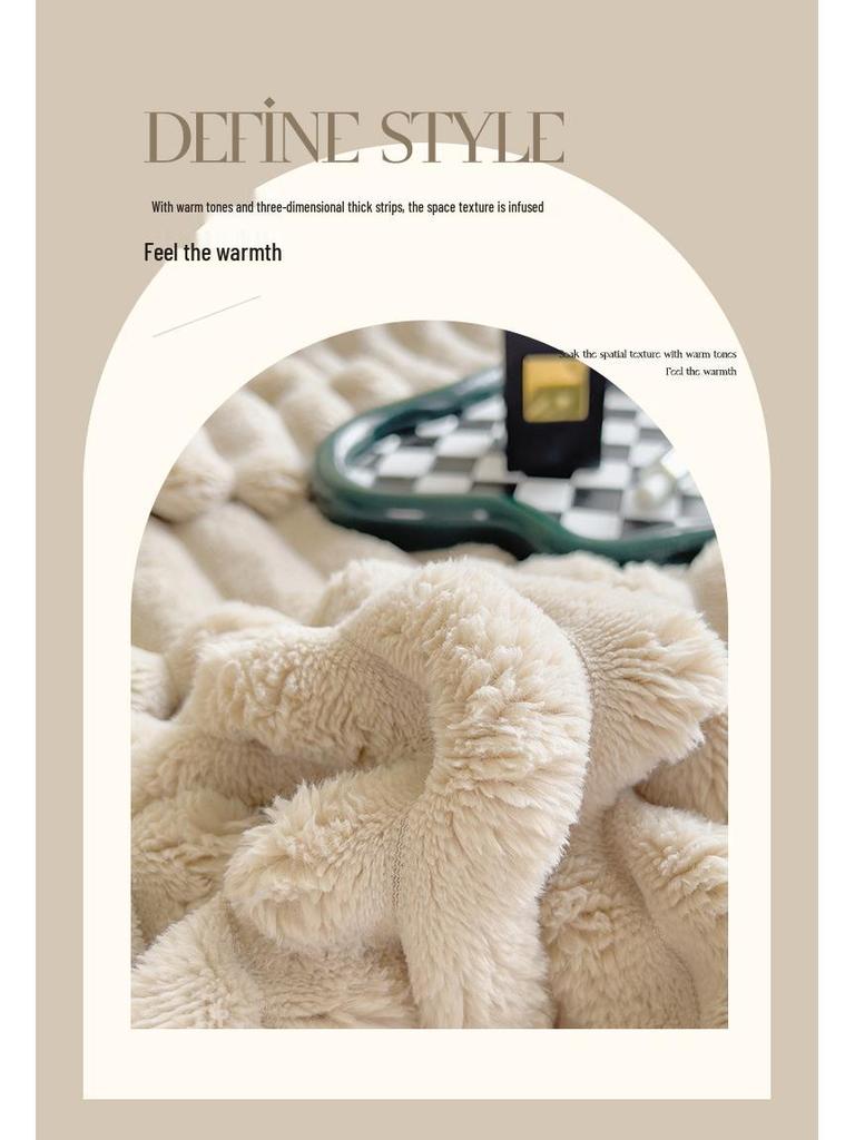 Plush Faux Rabbit Fur Blanket - Thick, High Gram Weight, Solid Color Flannel Baby Velvet