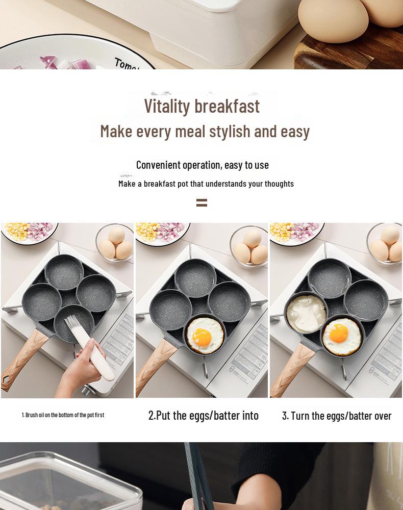 Non-Stick Four-Hole Omelette and Egg Frying Pan for Breakfast