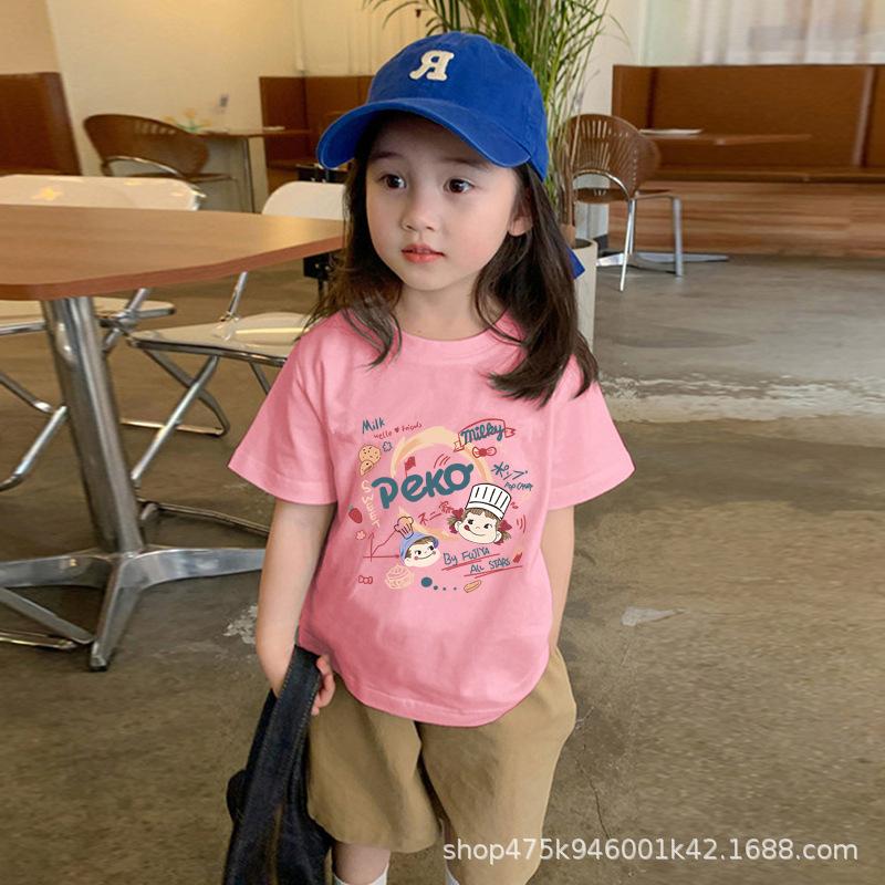 Kids Cotton Short Sleeve T Shirt Summer Thin Casual Round Neck Top Unisex Half Sleeve Tee