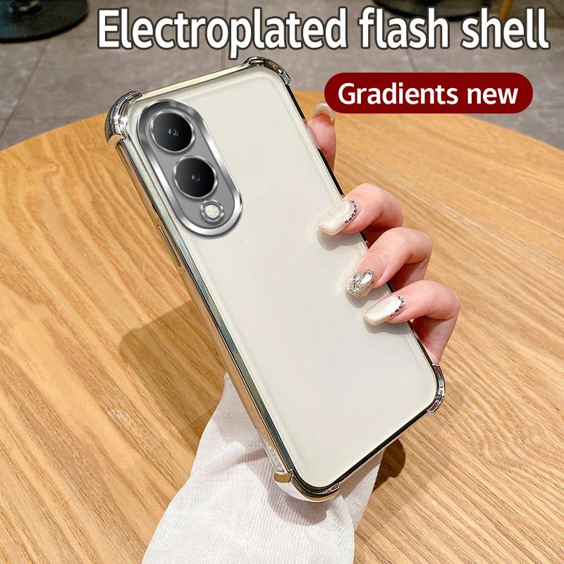 For Vivo Y17S 4G Case Vivo Y28 5G Phone Case Shiny Glitter Plating Silicone Camera Lens Soft Back Cover