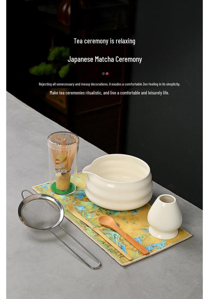 Japanese Ceramic Matcha Bowl Set with Bamboo Chasen Whisk – Perfect for Song Dynasty Tea Ceremony