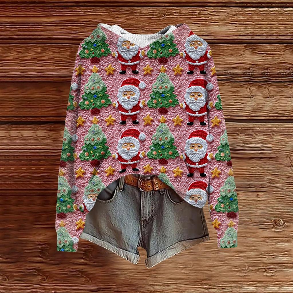 Dámské mikiny Pletený svetr Roztomilé tričko Podzimní pulovr Mikina s kapucí