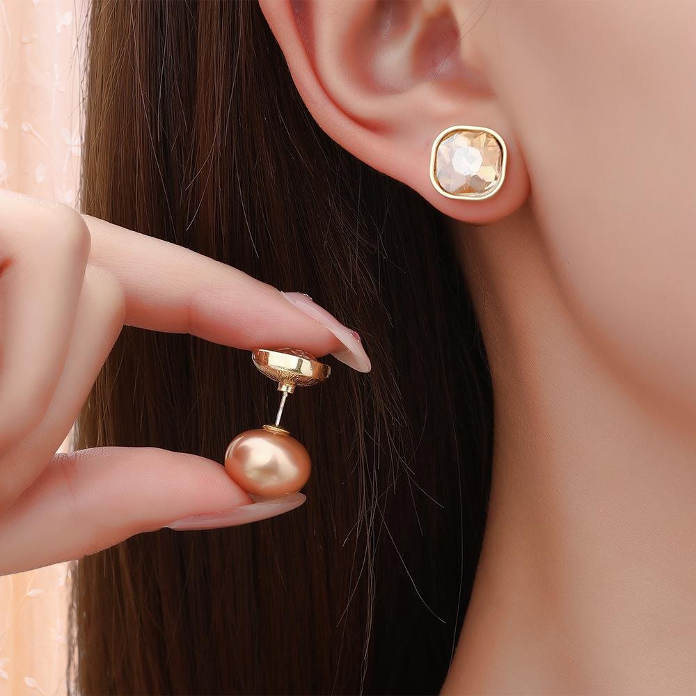 French Light Luxury Two-Wear High-End Stud Earrings Retro Diamond-Encrusted Pearl Earrings Niche Design Temperament Fashion Earrings