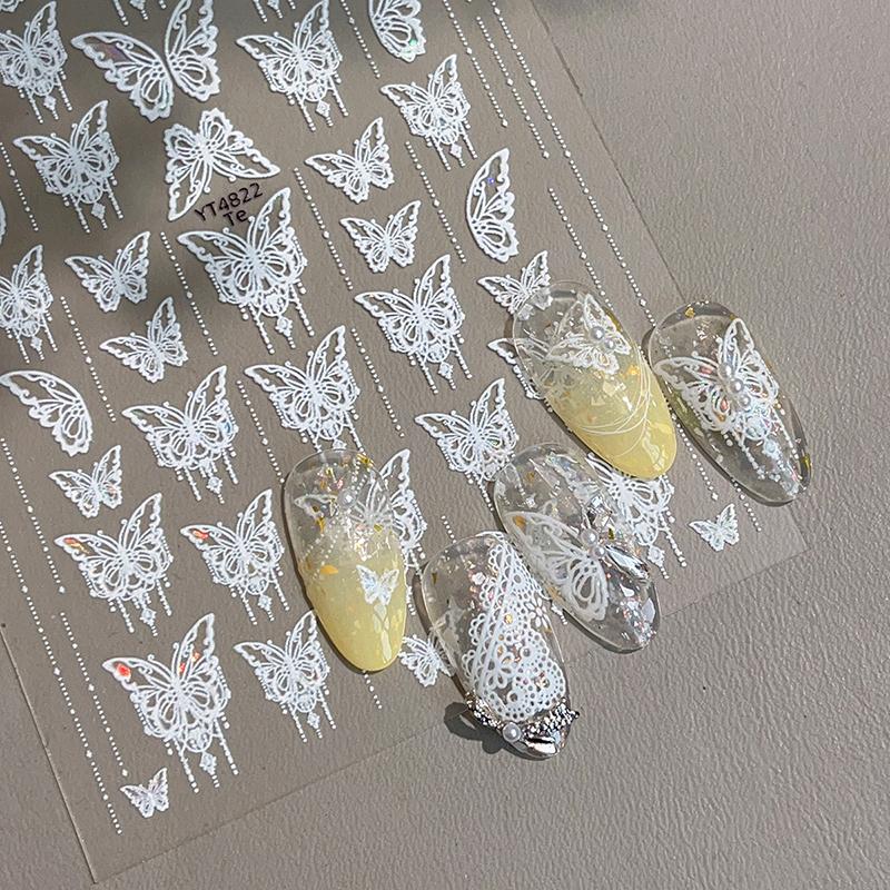 

1 лист наклейки для дизайна ногтей с блестками, ракушками, светящиеся, бабочки, самоклеящаяся наклейка, украшение для нейл-арта, маникюрный салон, сделай сам