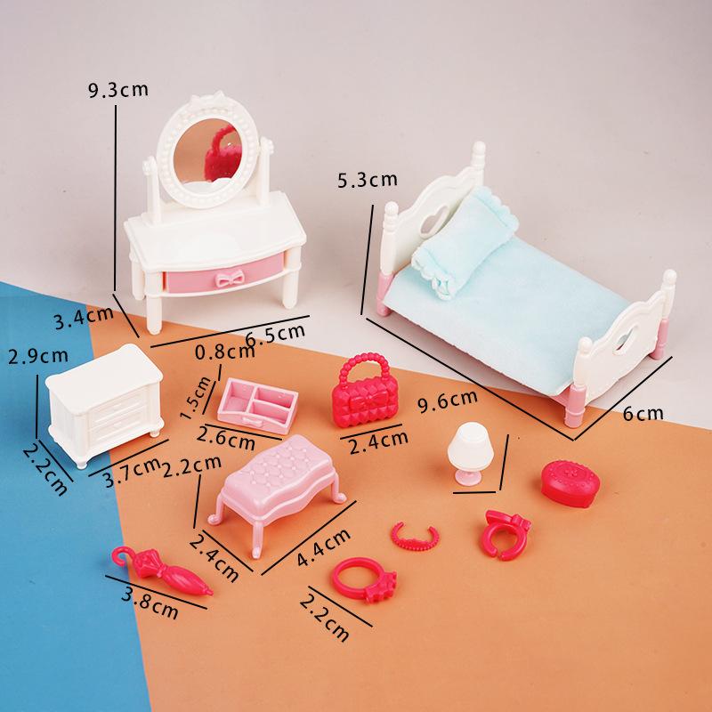 Bedroom Simulation Dressing Furniture Model Mini Children'S Play House Toy Cute Doll House Ornament Diy Scene