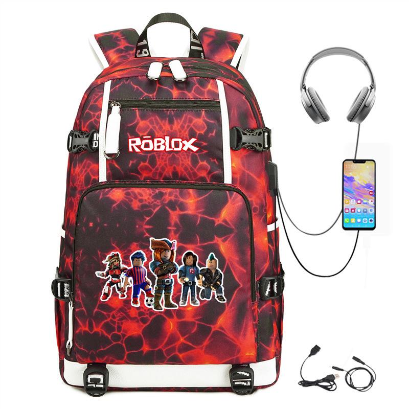 Cartoon Game USB Backpack Large Capacity Hiking Bag College Student Outdoor Travel Casual Daypack