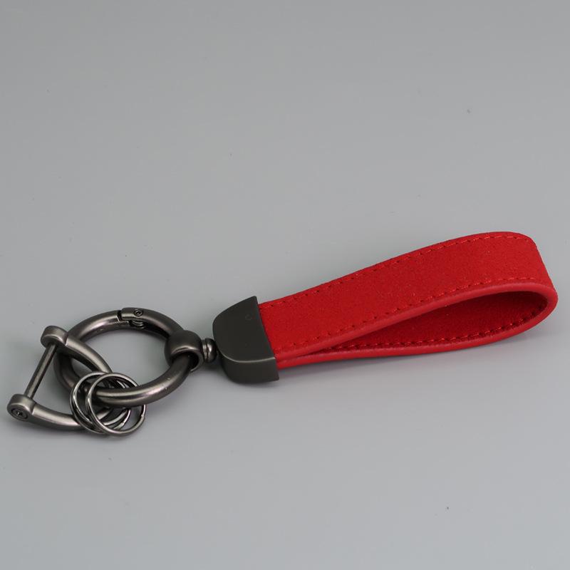 Customizable Microfiber Suede Car Keychain - Laser Engraved Logo Gift