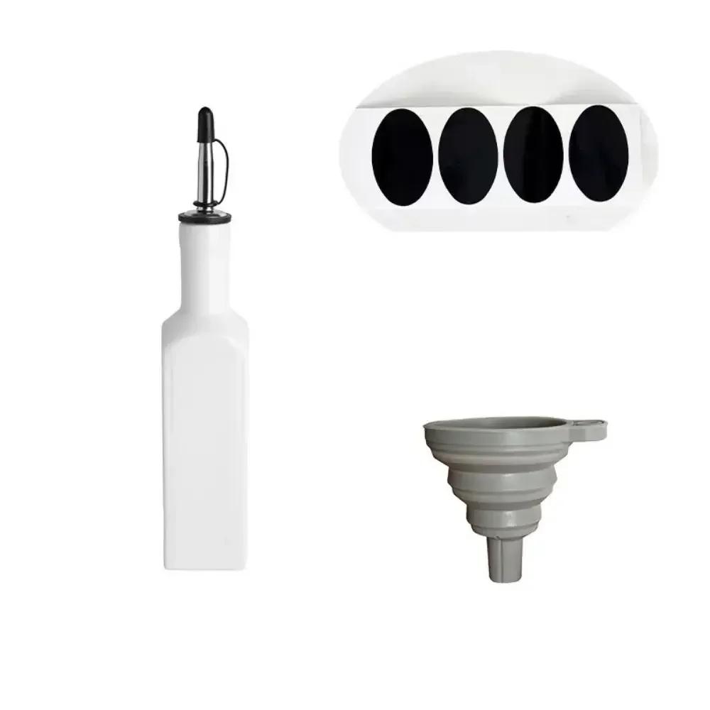 Oil Stickers Sauce Dispenser Bottle Oil Large Bottle and Vinegar Kitchen Funnel Dispenser Capacity Olive for Label Ceramic with